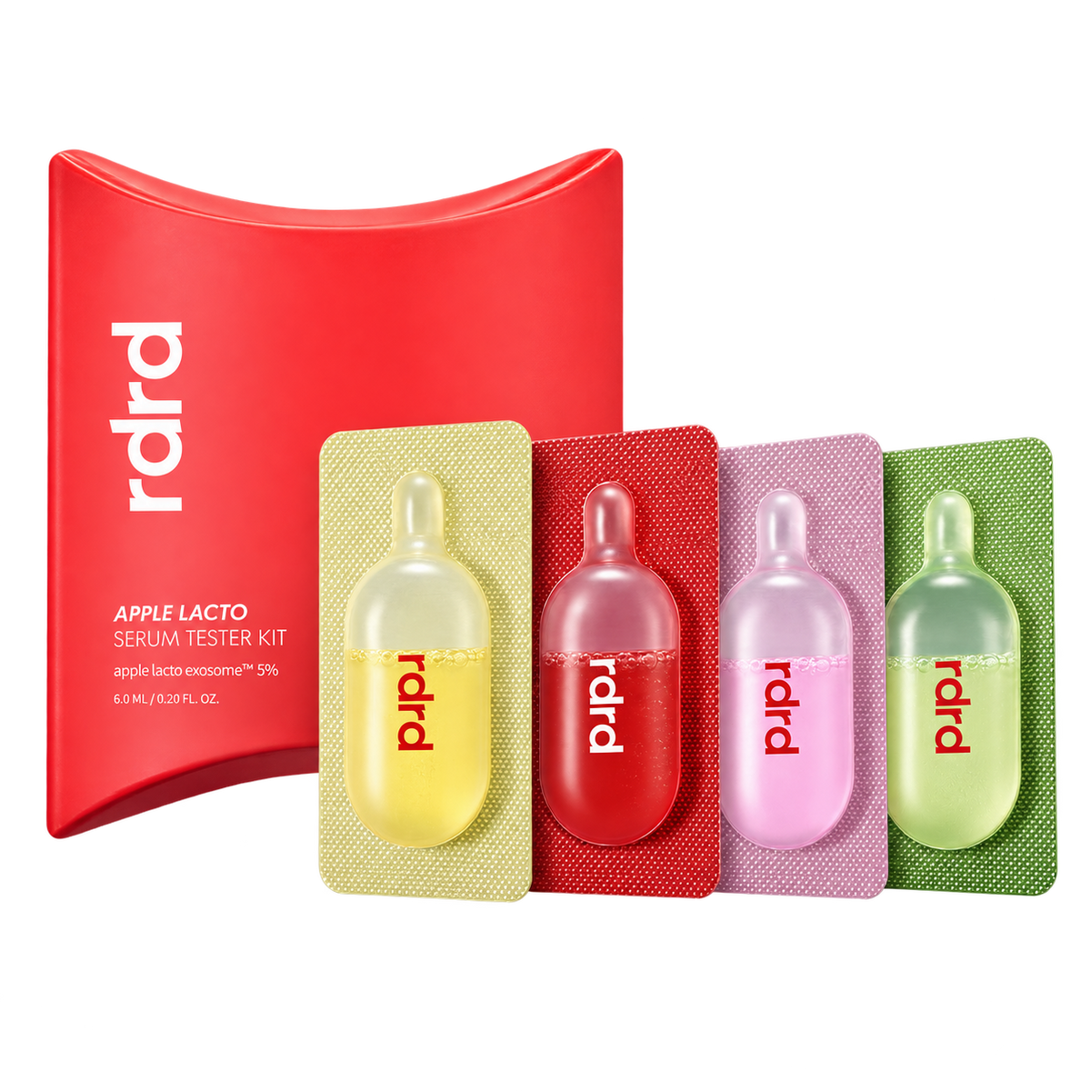 rdrd Apple Lacto Serum Tester Kit – four trial-size serums (Gold, Red, Pink, Green)